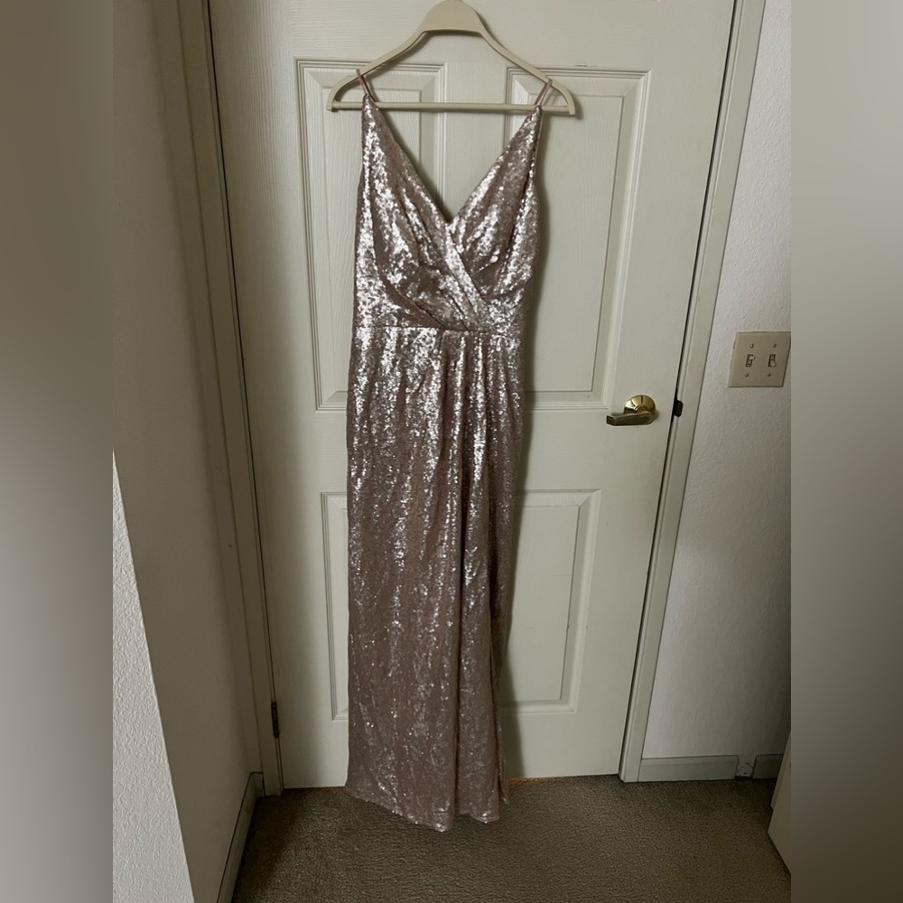 Champagne sequins bridesmaid dress
